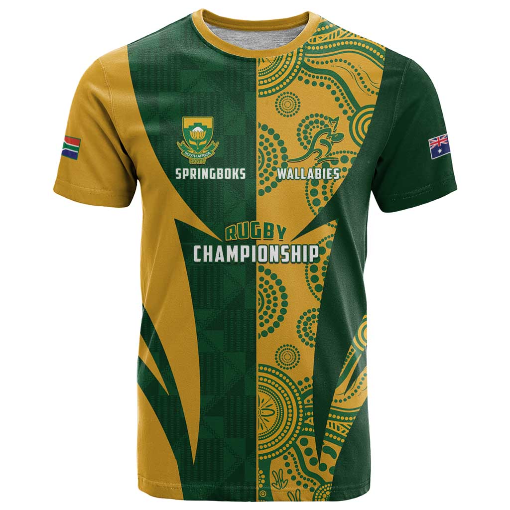 South Africa Australia Rugby Custom T Shirt Springboks Wallabies Together - Aussie Hoodie