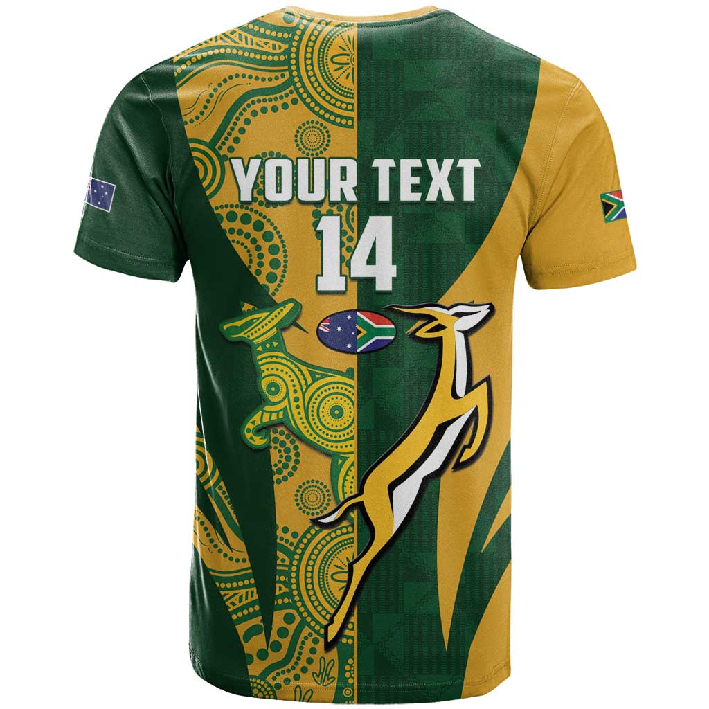 South Africa Australia Rugby Custom T Shirt Springboks Wallabies Together - Aussie Hoodie