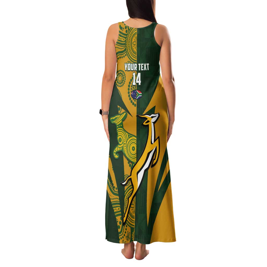 South Africa Australia Rugby Custom Tank Maxi Dress Springboks Wallabies Together - Aussie Hoodie