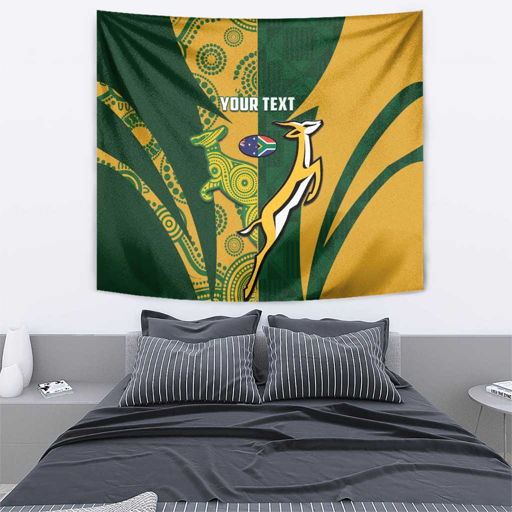 South Africa Australia Rugby Custom Tapestry Springboks Wallabies Together - Aussie Hoodie