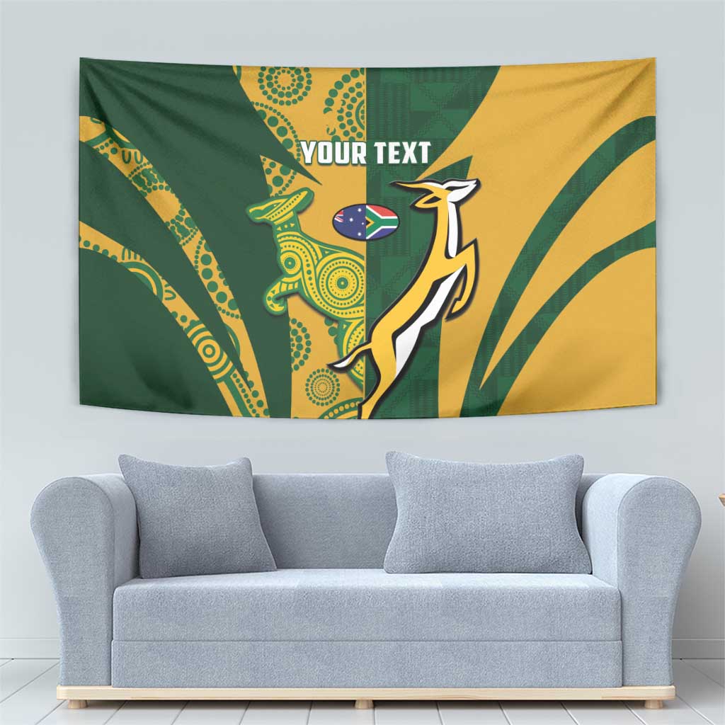 South Africa Australia Rugby Custom Tapestry Springboks Wallabies Together - Aussie Hoodie