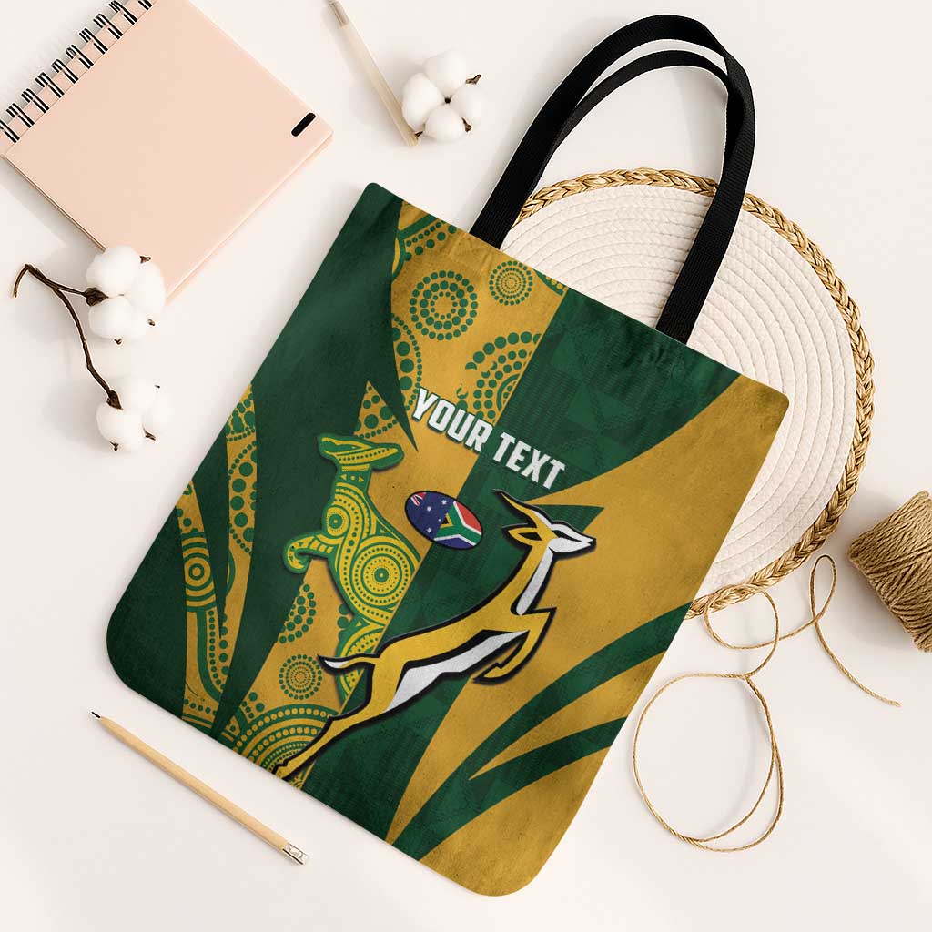 South Africa Australia Rugby Custom Tote Bag Springboks Wallabies Together - Aussie Hoodie