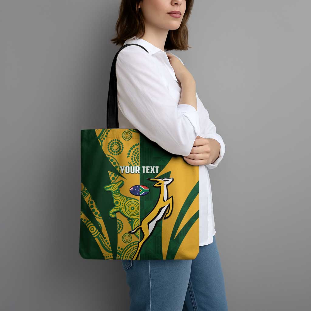 South Africa Australia Rugby Custom Tote Bag Springboks Wallabies Together - Aussie Hoodie