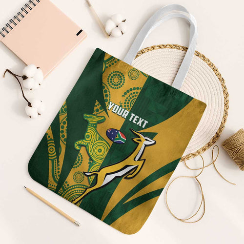 South Africa Australia Rugby Custom Tote Bag Springboks Wallabies Together - Aussie Hoodie