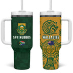 South Africa Australia Rugby Tumbler With Handle Springboks Wallabies Together - Aussie Hoodie