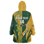 South Africa Australia Rugby Custom Wearable Blanket Hoodie Springboks Wallabies Together - Aussie Hoodie