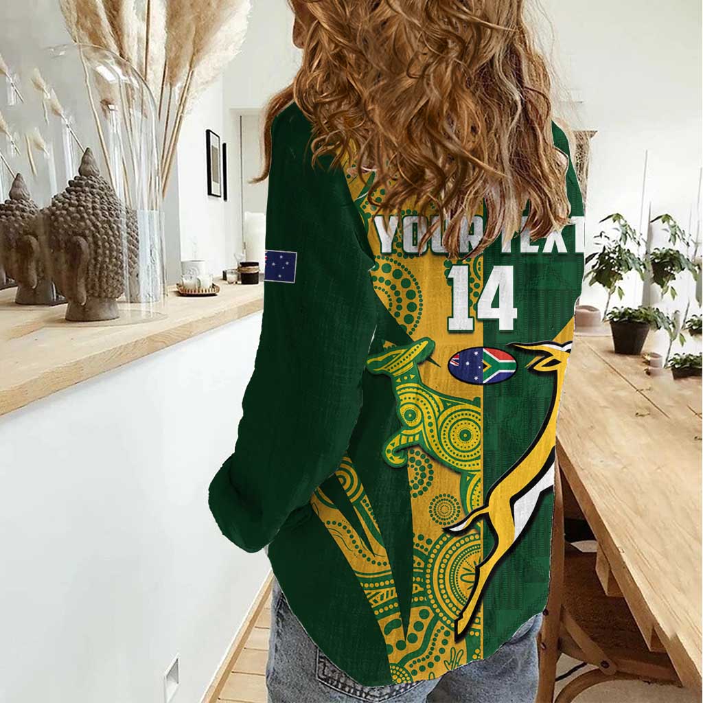 South Africa Australia Rugby Custom Women Casual Shirt Springboks Wallabies Together - Aussie Hoodie