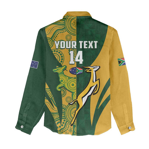 South Africa Australia Rugby Custom Women Casual Shirt Springboks Wallabies Together - Aussie Hoodie