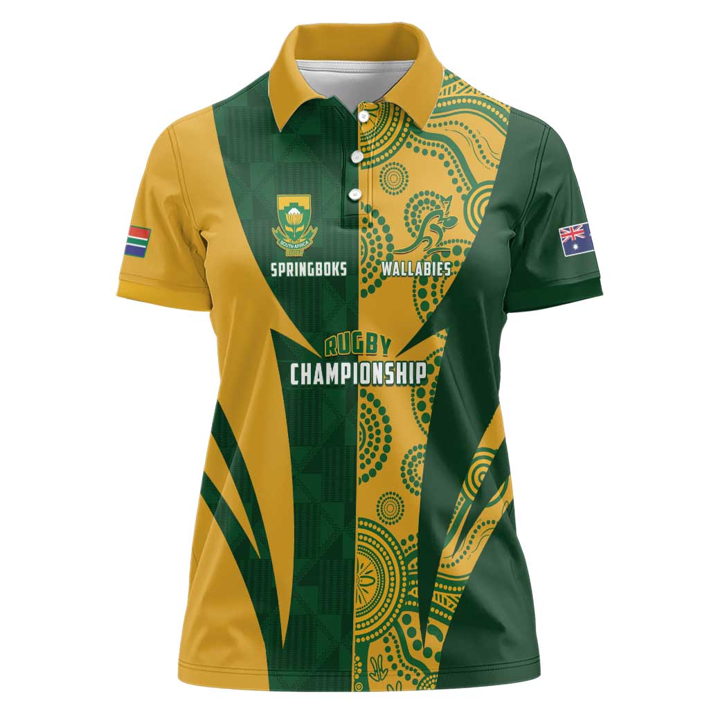 South Africa Australia Rugby Custom Women Polo Shirt Springboks Wallabies Together - Aussie Hoodie