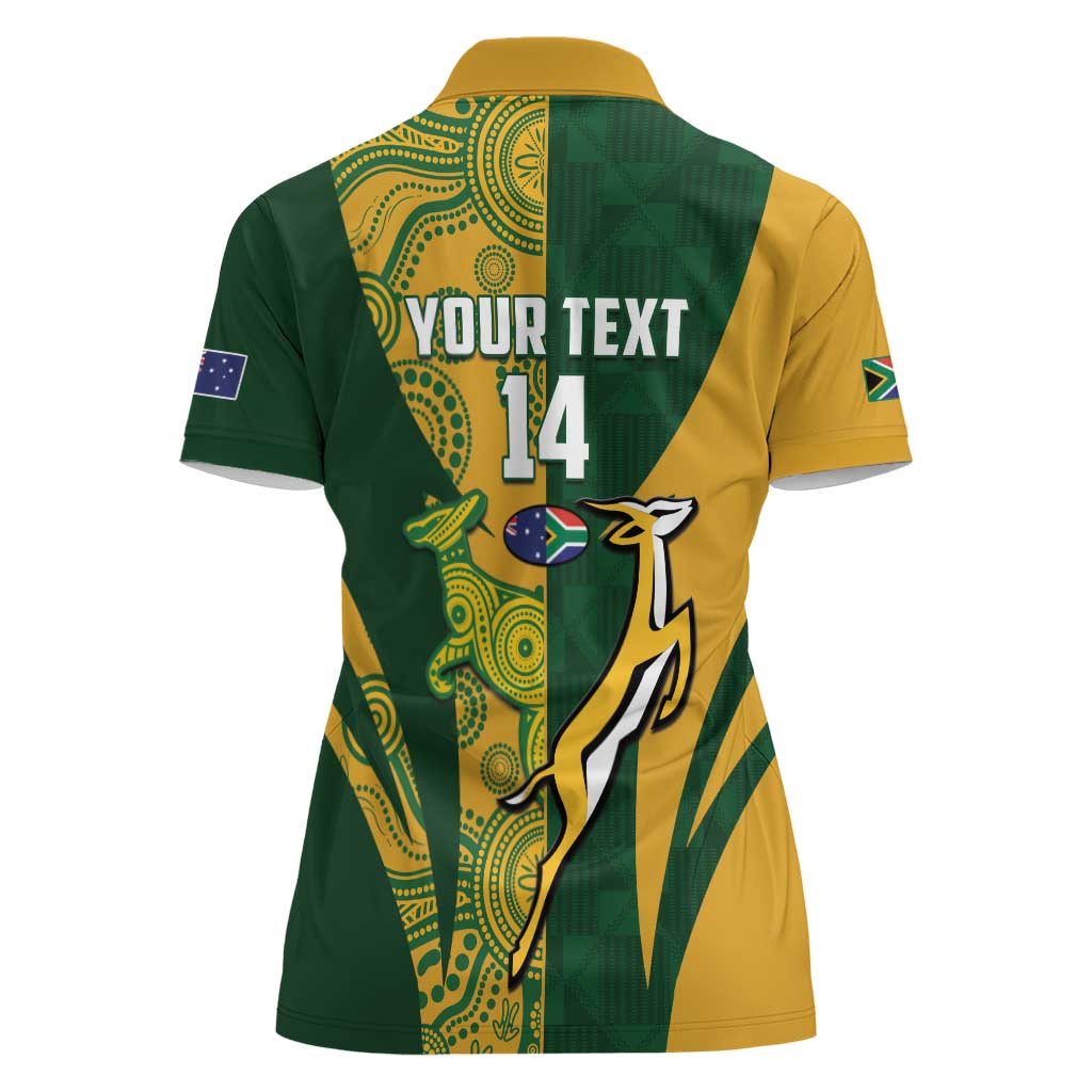 South Africa Australia Rugby Custom Women Polo Shirt Springboks Wallabies Together - Aussie Hoodie