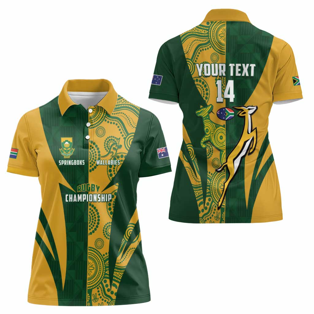 South Africa Australia Rugby Custom Women Polo Shirt Springboks Wallabies Together - Aussie Hoodie