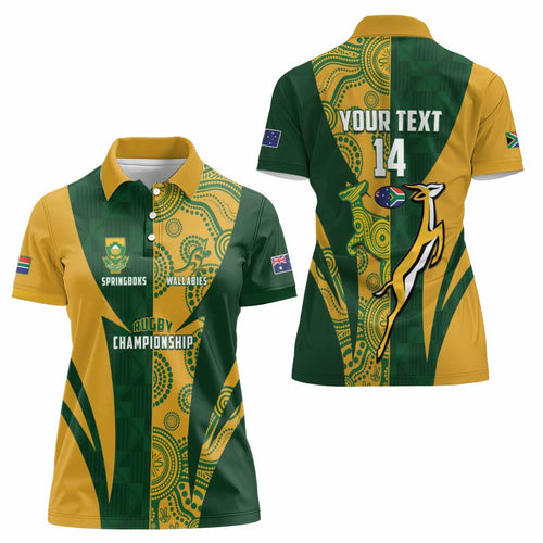 South Africa Australia Rugby Custom Women Polo Shirt Springboks Wallabies Together - Aussie Hoodie