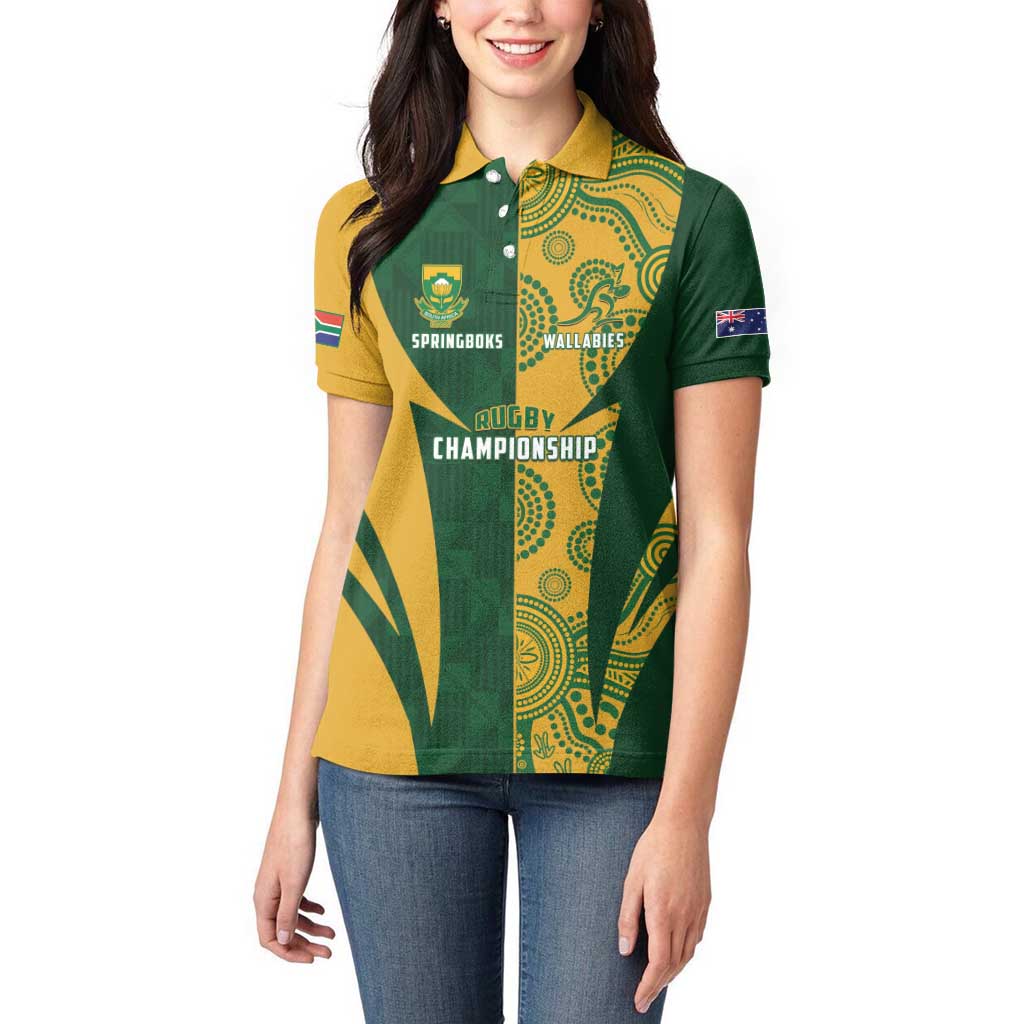 South Africa Australia Rugby Custom Women Polo Shirt Springboks Wallabies Together - Aussie Hoodie