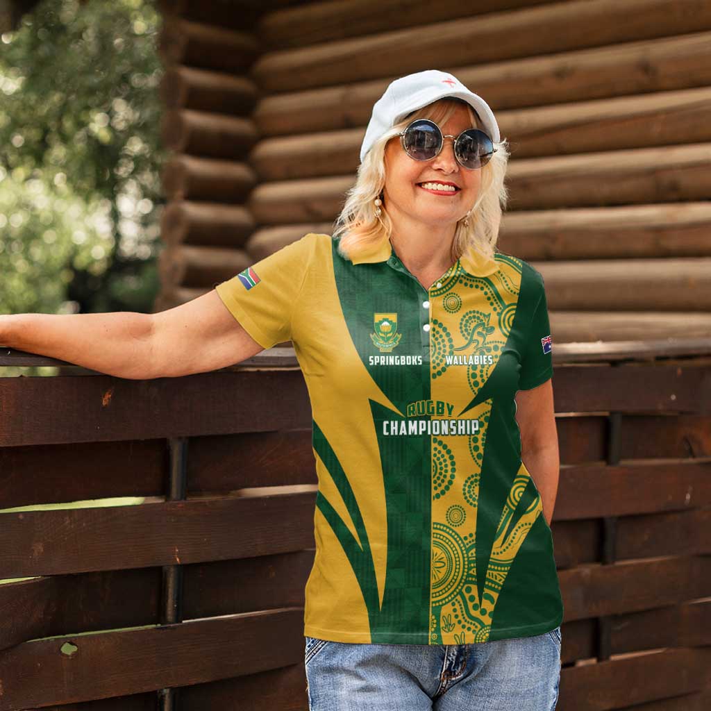 South Africa Australia Rugby Custom Women Polo Shirt Springboks Wallabies Together - Aussie Hoodie