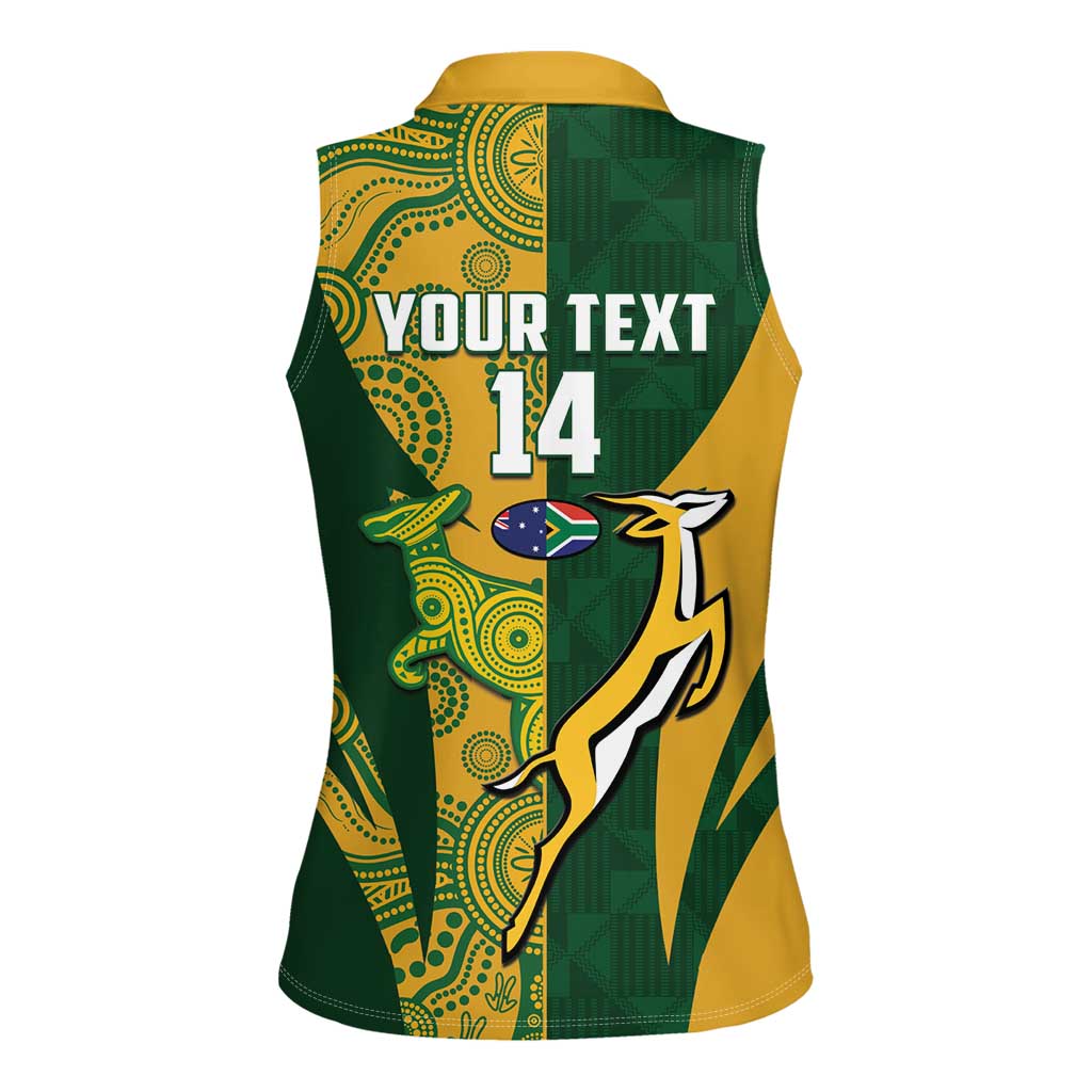 South Africa Australia Rugby Custom Women Sleeveless Polo Shirt Springboks Wallabies Together - Aussie Hoodie