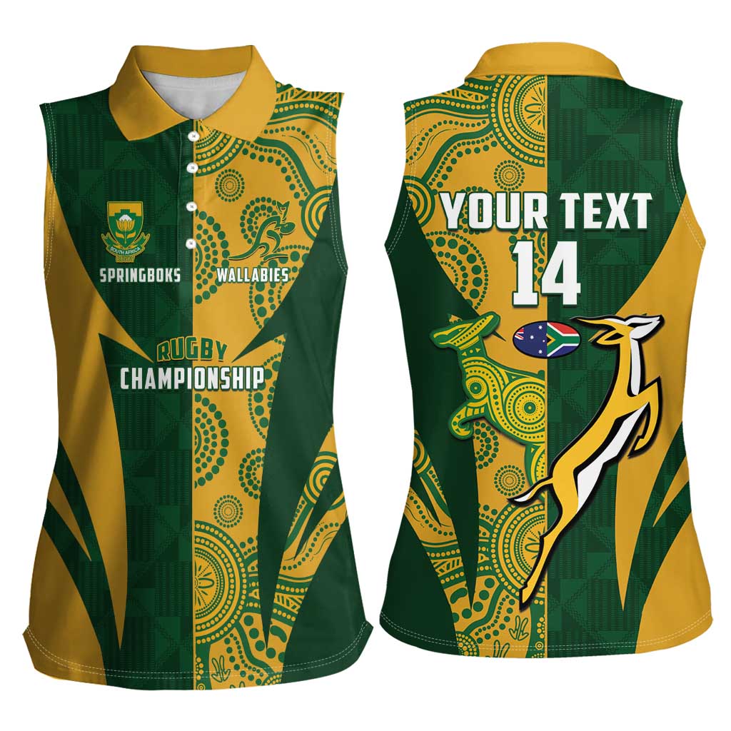 South Africa Australia Rugby Custom Women Sleeveless Polo Shirt Springboks Wallabies Together - Aussie Hoodie