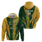South Africa Australia Rugby Custom Zip Hoodie Springboks Wallabies Together - Aussie Hoodie