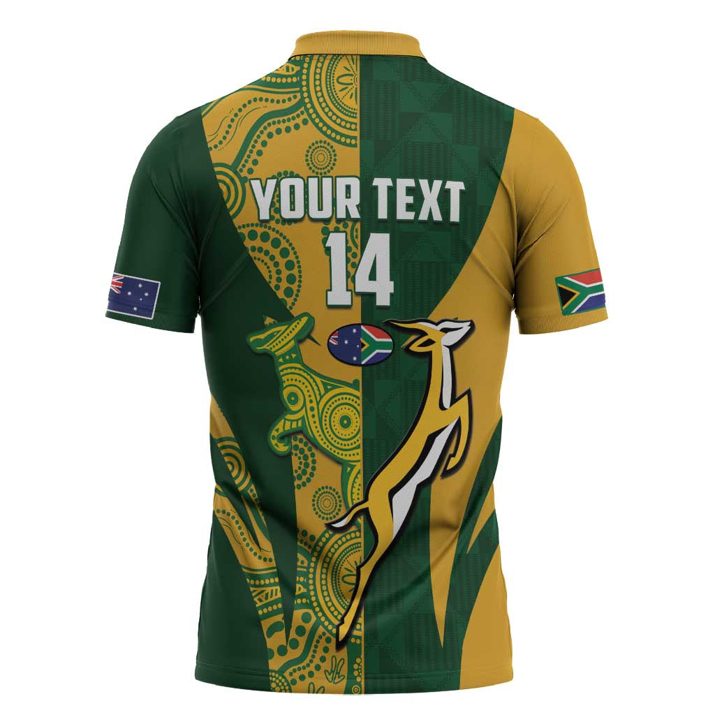 South Africa Australia Rugby Custom Zipper Polo Shirt Springboks Wallabies Together - Aussie Hoodie