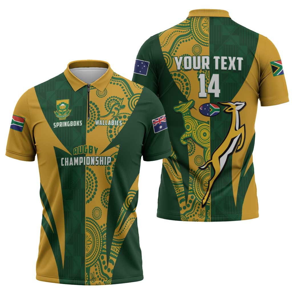 South Africa Australia Rugby Custom Zipper Polo Shirt Springboks Wallabies Together - Aussie Hoodie
