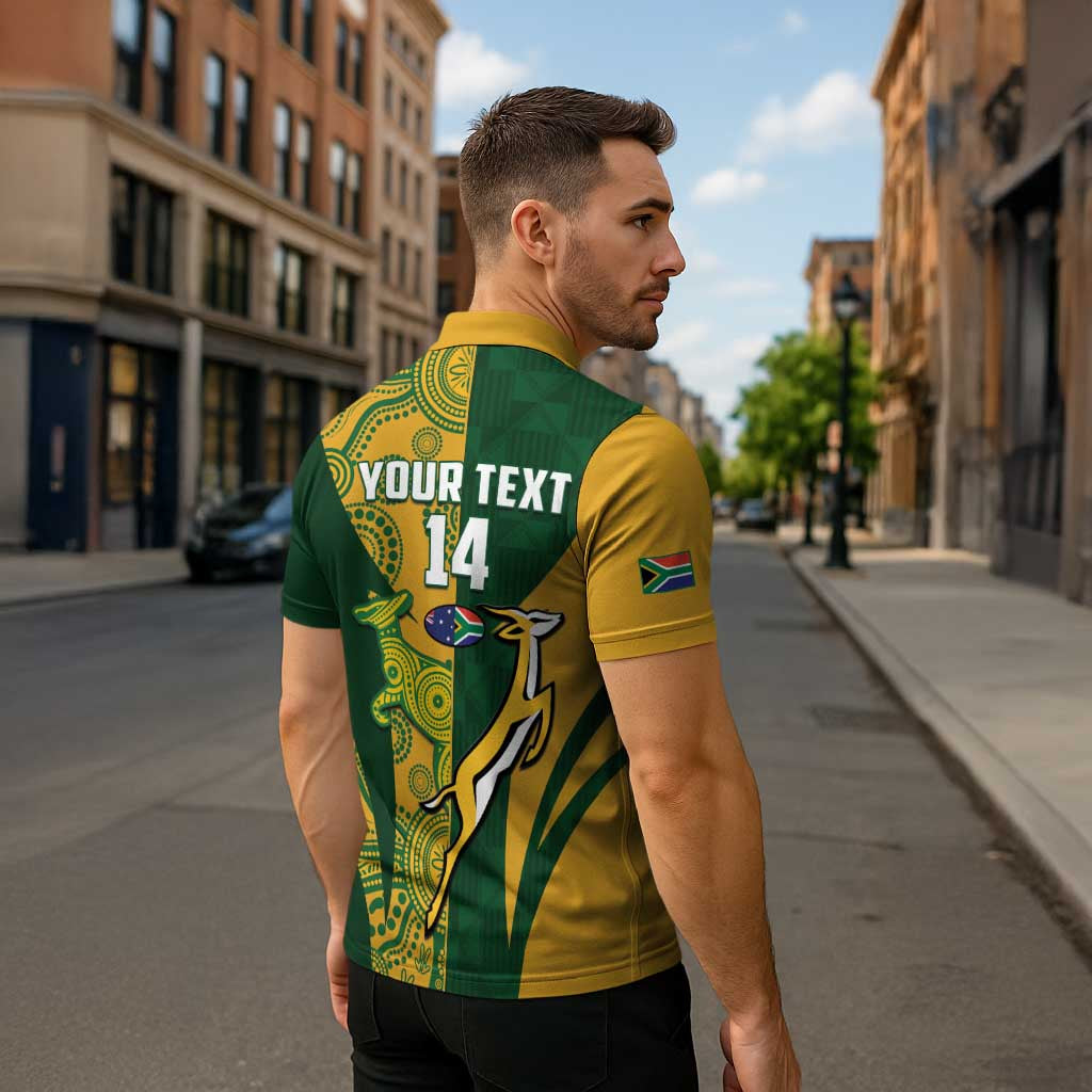South Africa Australia Rugby Custom Zipper Polo Shirt Springboks Wallabies Together - Aussie Hoodie