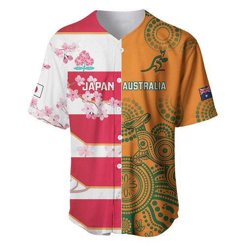 Australia and Japan Rugby Custom Baseball Jersey Wallabies Brave Blossoms Together