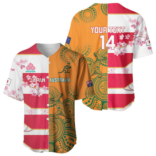 Australia and Japan Rugby Custom Baseball Jersey Wallabies Brave Blossoms Together