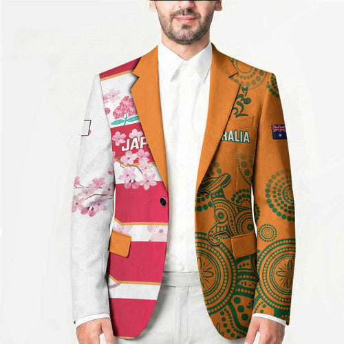 Australia and Japan Rugby Custom Blazer Wallabies Brave Blossoms Together