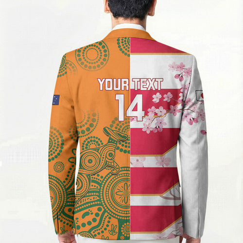 Australia and Japan Rugby Custom Blazer Wallabies Brave Blossoms Together