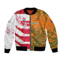 Australia and Japan Rugby Custom Bomber Jacket Wallabies Brave Blossoms Together