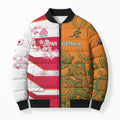Australia and Japan Rugby Custom Bomber Puffer Jacket Wallabies Brave Blossoms Together