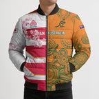 Australia and Japan Rugby Custom Bomber Puffer Jacket Wallabies Brave Blossoms Together