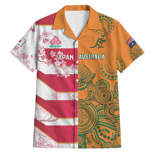 Australia and Japan Rugby Custom Hawaiian Shirt Wallabies Brave Blossoms Together
