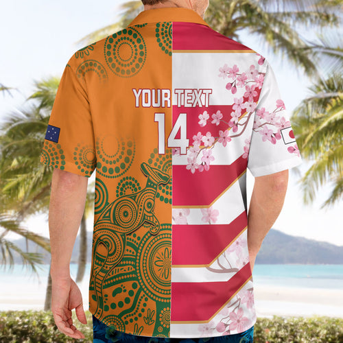 Australia and Japan Rugby Custom Hawaiian Shirt Wallabies Brave Blossoms Together