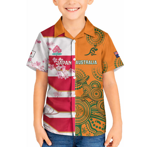 Australia and Japan Rugby Custom Hawaiian Shirt Wallabies Brave Blossoms Together