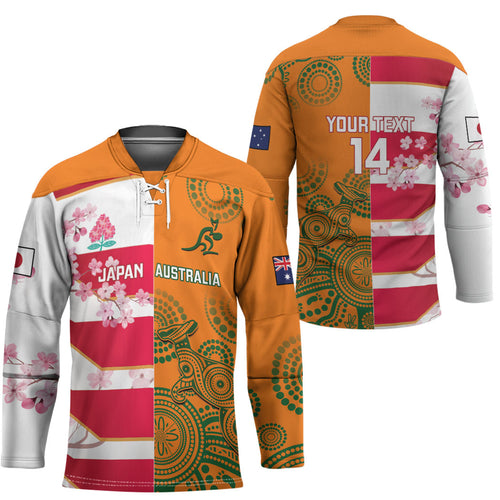 Australia and Japan Rugby Custom Hockey Jersey Wallabies Brave Blossoms Together