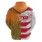 Australia and Japan Rugby Custom Hoodie Wallabies Brave Blossoms Together