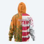 Australia and Japan Rugby Custom Hoodie Wallabies Brave Blossoms Together