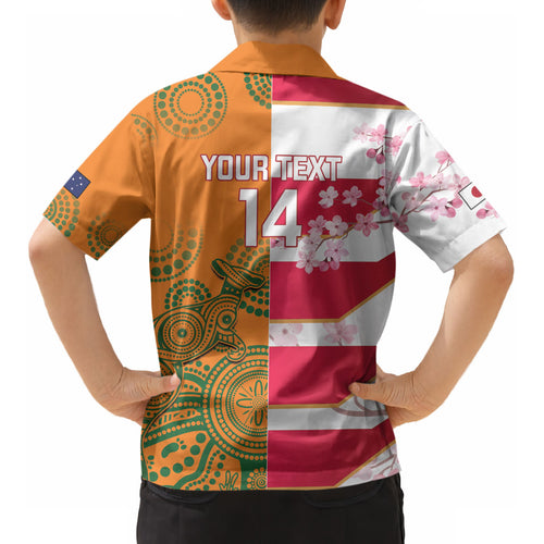 Australia and Japan Rugby Custom Kid Hawaiian Shirt Wallabies Brave Blossoms Together