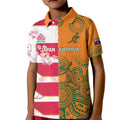 Australia and Japan Rugby Custom Kid Polo Shirt Wallabies Brave Blossoms Together