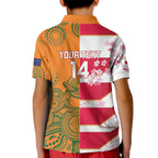 Australia and Japan Rugby Custom Kid Polo Shirt Wallabies Brave Blossoms Together