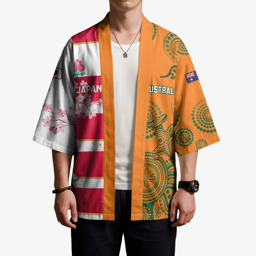 Australia and Japan Rugby Custom Kimono Wallabies Brave Blossoms Together