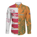 Australia and Japan Rugby Custom Long Sleeve Button Shirt Wallabies Brave Blossoms Together