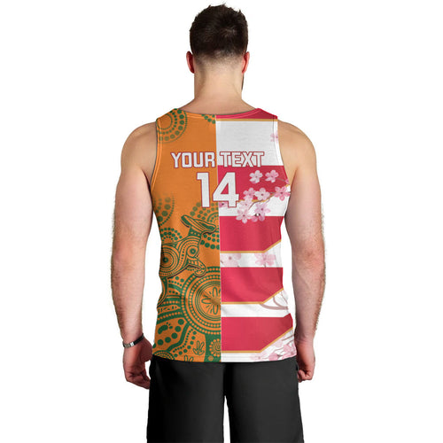 Australia and Japan Rugby Custom Men Tank Top Wallabies Brave Blossoms Together