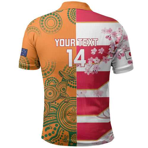 Australia and Japan Rugby Custom Polo Shirt Wallabies Brave Blossoms Together