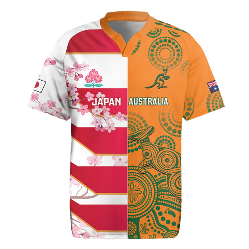 Australia and Japan Rugby Custom Rugby Jersey Wallabies Brave Blossoms Together