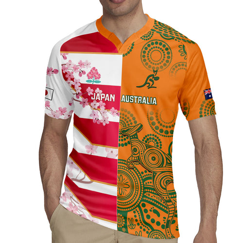 Australia and Japan Rugby Custom Rugby Jersey Wallabies Brave Blossoms Together