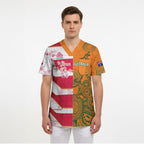 Australia and Japan Rugby Custom Scrub Top Wallabies Brave Blossoms Together