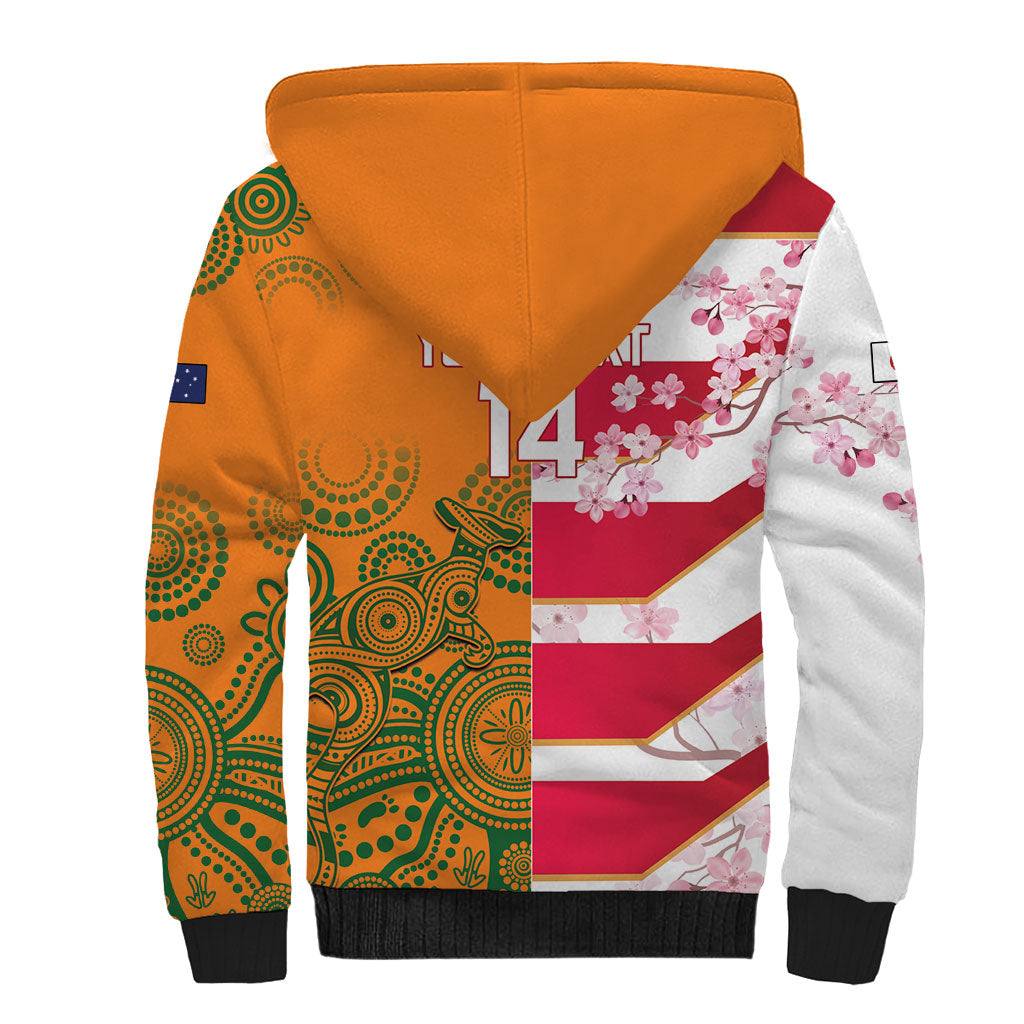 Australia and Japan Rugby Custom Sherpa Hoodie Wallabies Brave Blossoms Together