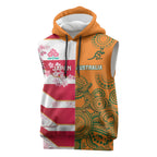 Australia and Japan Rugby Custom Sleeveless Hoodie Wallabies Brave Blossoms Together