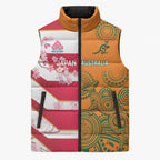 Australia and Japan Rugby Custom Sleeveless Puffer Jacket Wallabies Brave Blossoms Together